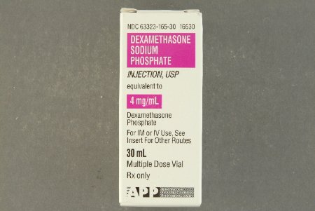 Dexamethasone Sodium Phosphate 4 mg / mL Intramuscular or Intravenous Injection Multiple Dose Vial 30 mL (Decadron) by Fresenius Kabi USA, LLC.  ID 63323-0165-30